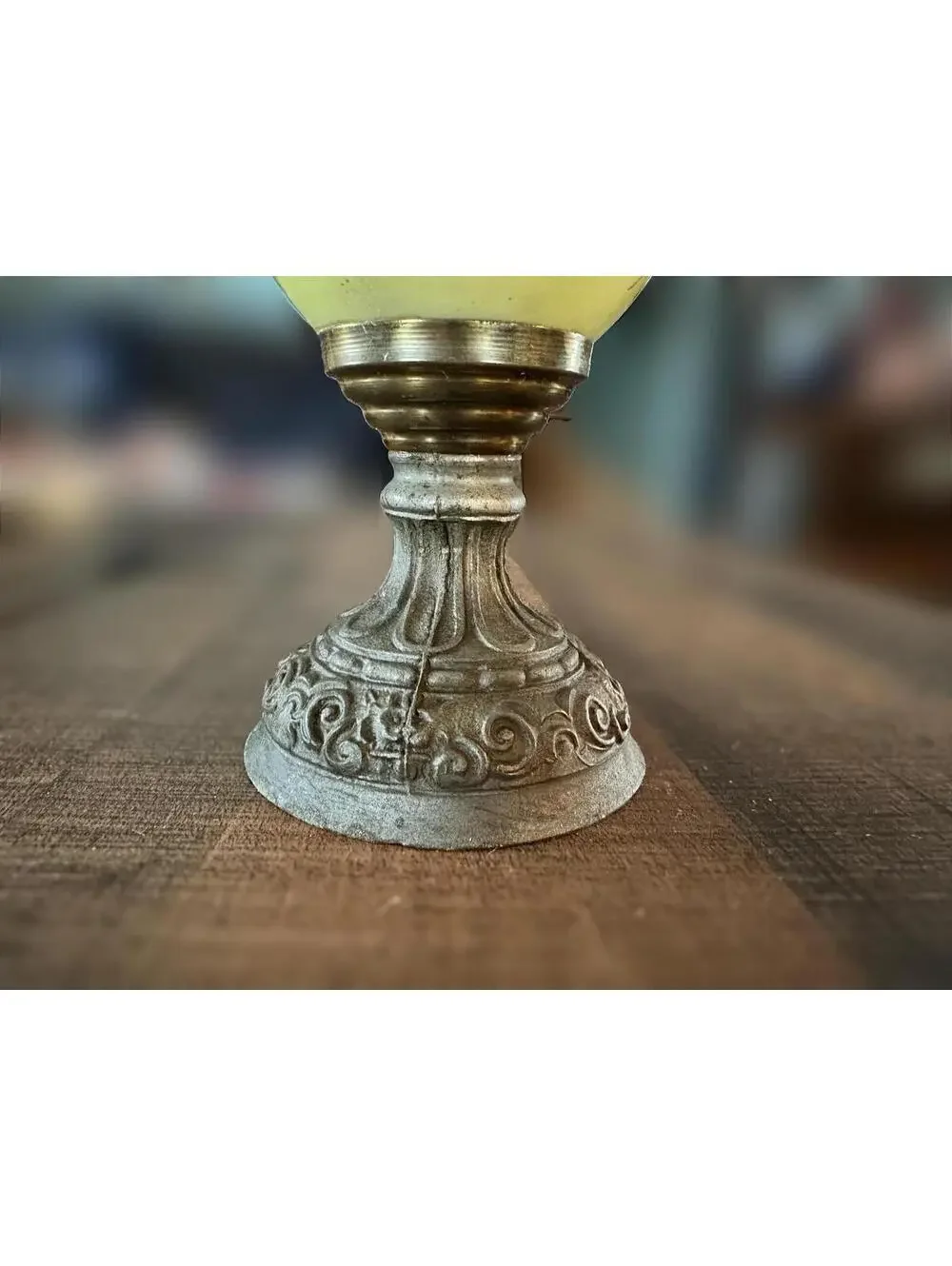 Vintage Hand-Painted Floral Metal-Top Urn Vase